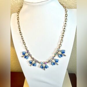 J. Crew Blue and White with Aurora Borealis Faceted Stones